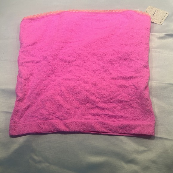 Intimately Free People Tops - Free People Intimately Hot Pink Orange Trim Tube Top Bandeau Texture M/L MSRP 38